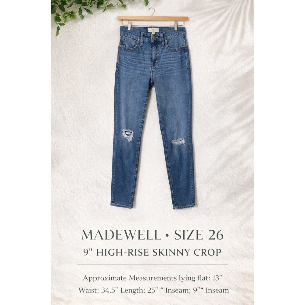 Madewell 9” High Rise Skinny Crop Jeans Stretch Blue Size 26